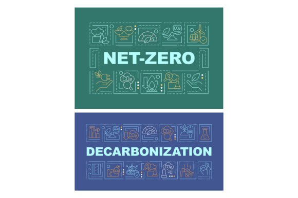 Exploring the Net Zero Word Concepts Banner Set for Decarbonization Initiatives